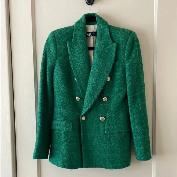 Zara Textured Double Breasted Blazer - Picture 3 of 11